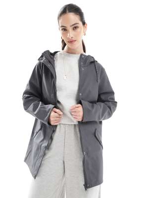 hooded rain jacket in asphalt-Gray