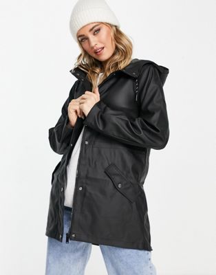 Vero Moda hooded rain jacket in black  - ASOS Price Checker