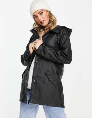 Vero Moda Hooded Rain Jacket In Black