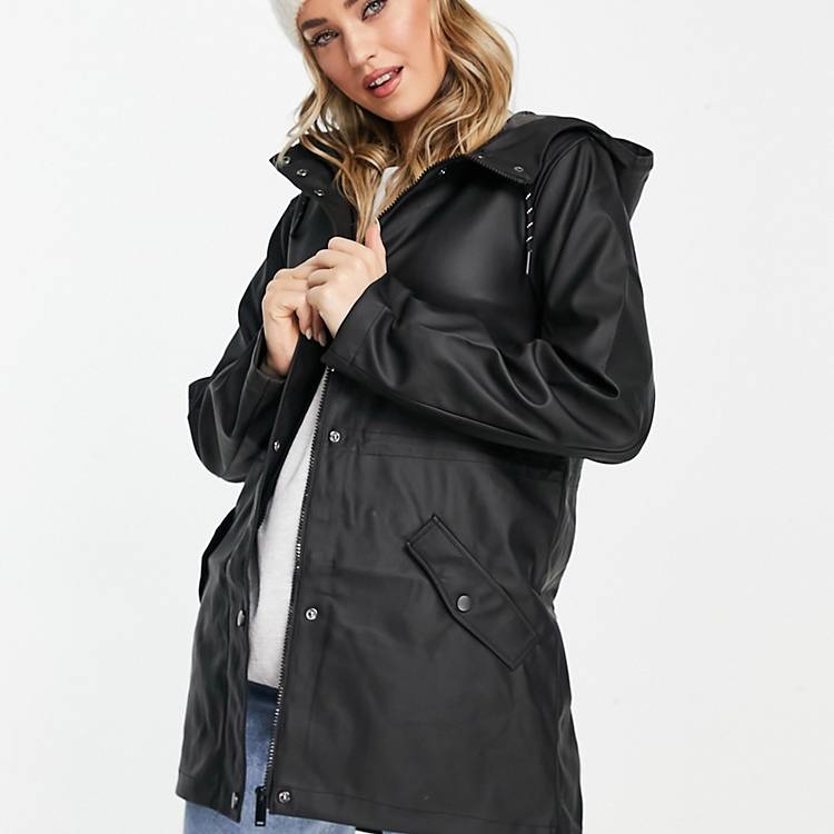 Vero Moda hooded rain jacket in black | ASOS
