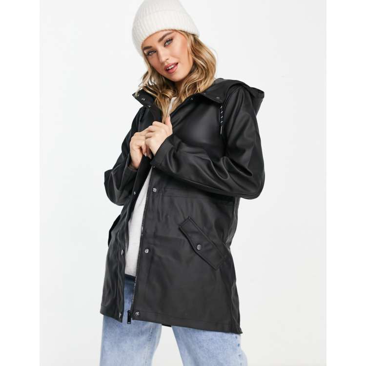 Vero Moda hooded rain jacket in black