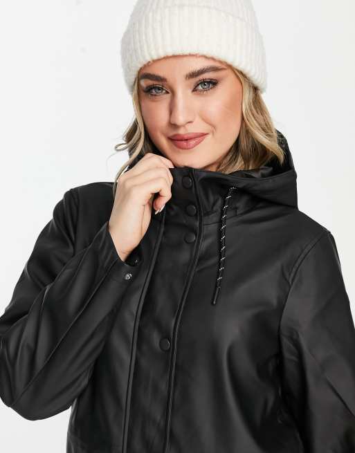 Vero Moda hooded rain jacket in black ASOS