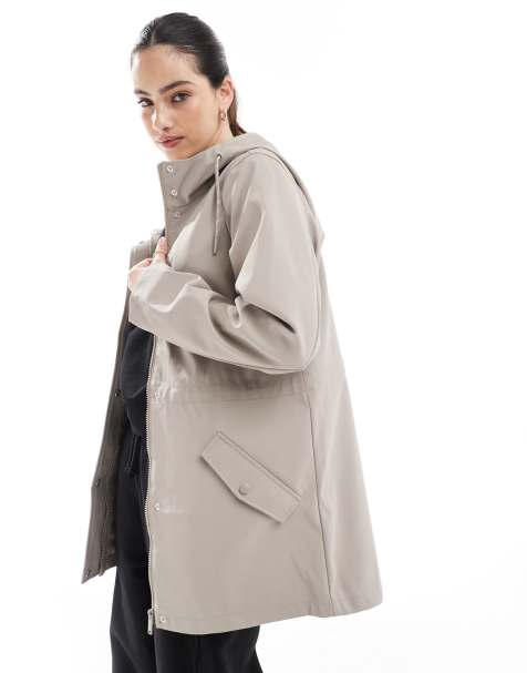 Vero Moda hooded rain jacket in moon rock - view 1