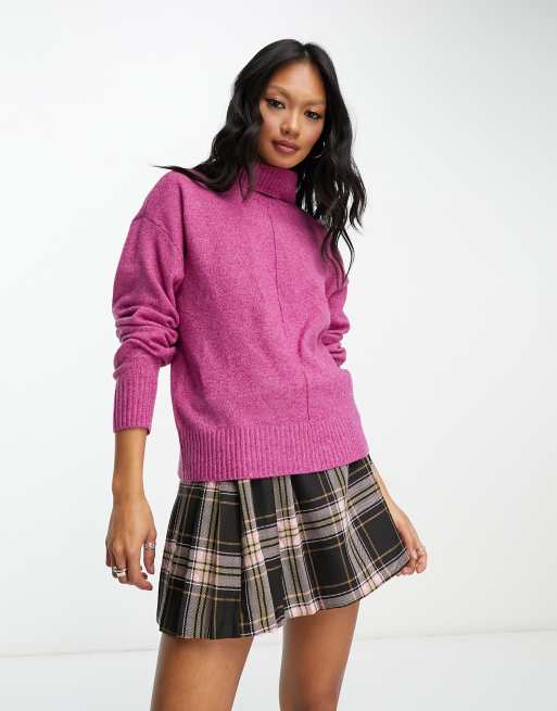 Vero Moda Hooggesloten trui zonder sluiting in fuchsia roze ASOS