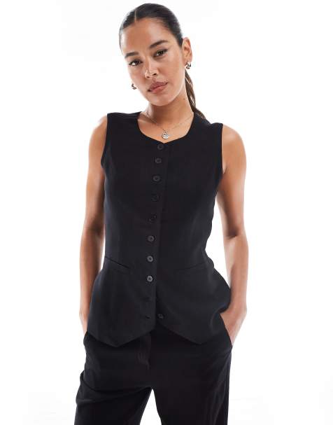 Vero Moda - Hoogsluitend plissé gilet in zwart, deel van co-ord set - view 1