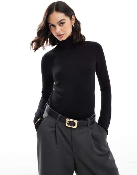 Vero Moda - Hoogsluitende gebreide trui in zwart - view 1