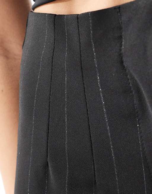 Vero Moda – Hose in Schwarz mit weitem Bein und glitzernden Nadelstreifen, 5 von 5