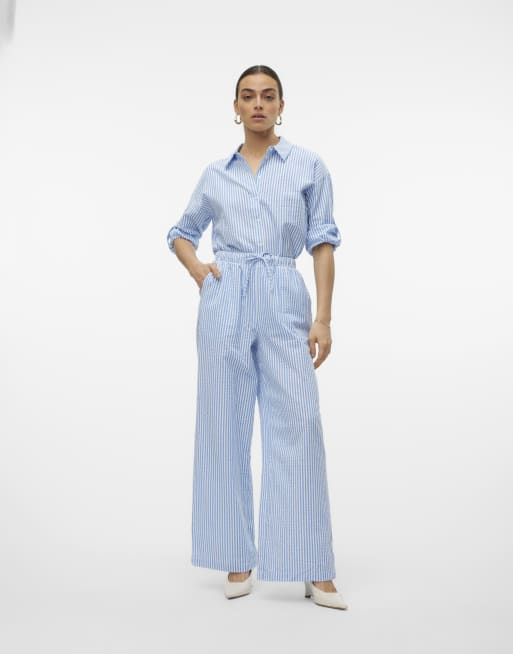 Vero Moda – Hose in Vista-Blau mit weitem Bein