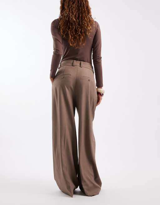 Vero Moda – Hose in warmem Braun meliert mit hohem Bund und Bundfalten, 3 von 5