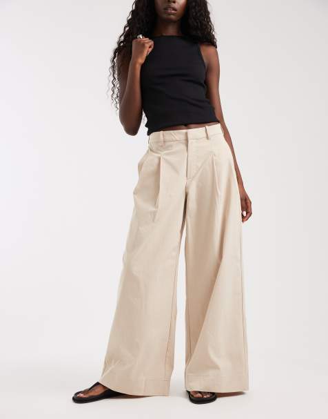 Vero Moda Hose mit tiefen Falten und weitem Bein in Cremeweiß - view 1