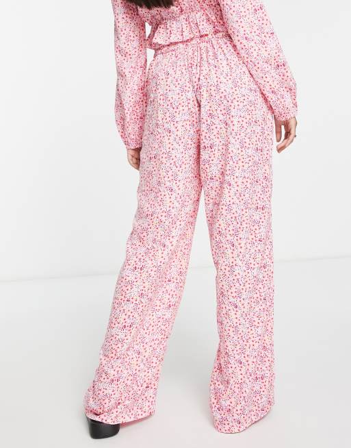 Vero Moda – Hose mit weitem Bein und Blumendruck in Rosa, Kombiteil, 4 von 4