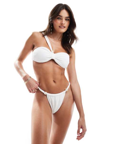 Vero Moda - Hvid bikini med perledetaljer - Del af sæt - view 1