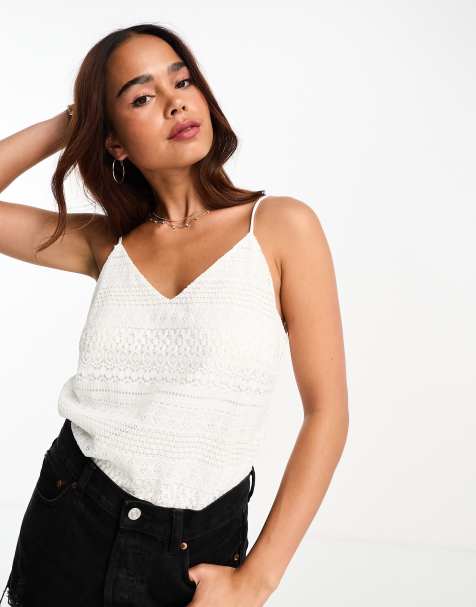 Vero Moda - Hvid cami-top med blonder - view 1
