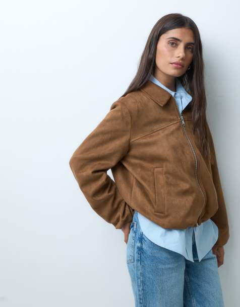 Vero Moda imitatiesuède bomberjack in cognacbruin - view 1