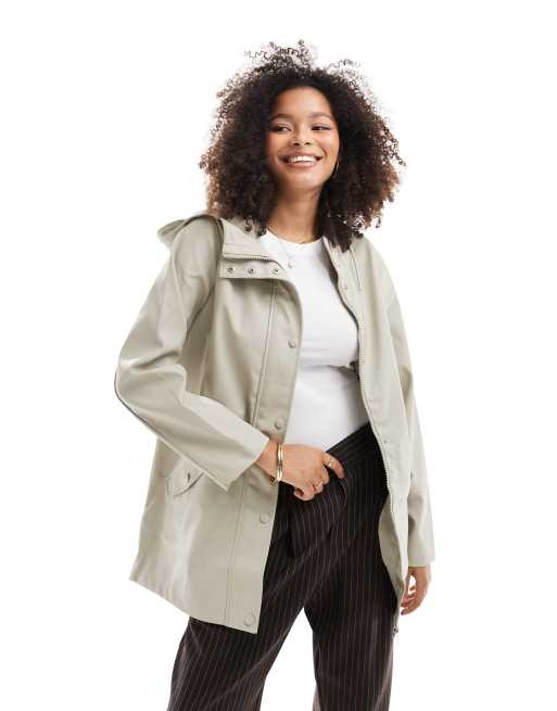 Vero Moda Impermeable enduit a capuche Taupe ASOS