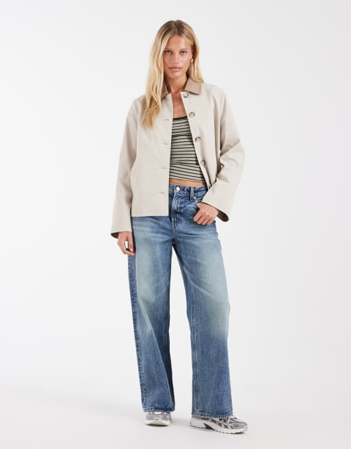 Vero Moda jacka med kontrasterande kragedetalj i oatmeal, 4 av 4