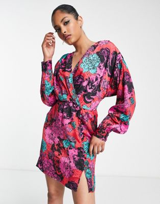 Moda Jacquard Mini Dress With Button In | ModeSens