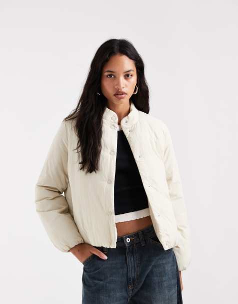 Vero Moda jakke med ståkrave og polstring i oatmeal - view 1