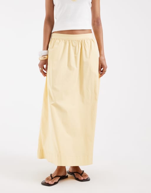 Vero Moda – Jasnozłota wciągana pełna spódnica midi, 2 z 5
