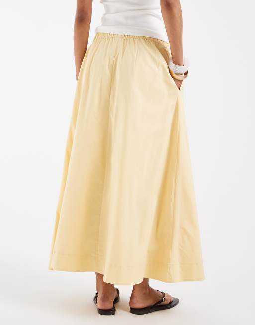 Vero Moda – Jasnozłota wciągana pełna spódnica midi, 5 z 5