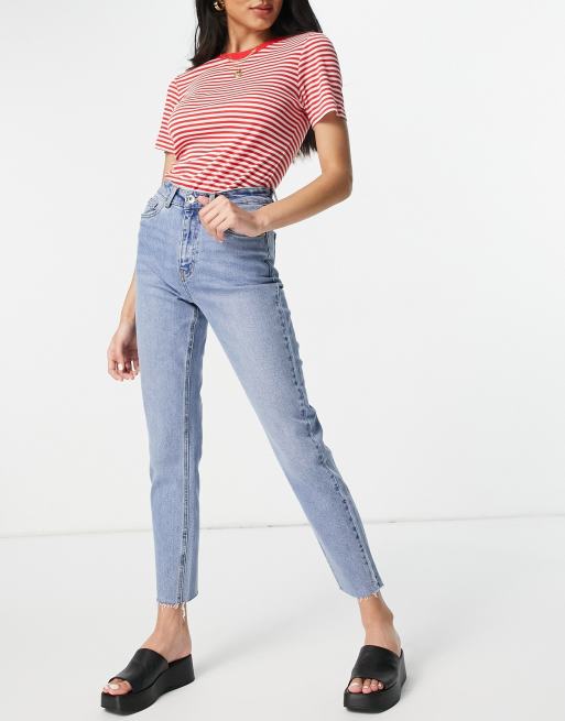 Vero Moda – Jeans aus Baumwollmix in hellblauer Waschung mit geradem Bein - MBLUE, 4 von 4