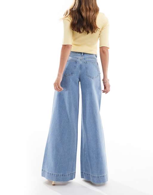Vero Moda - Jeans larghi blu chiaro con strappi, 3 di 5