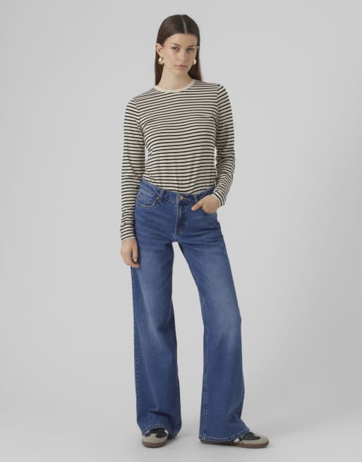 Vero Moda - Jeans met brede pasvorm in middenblauw denim