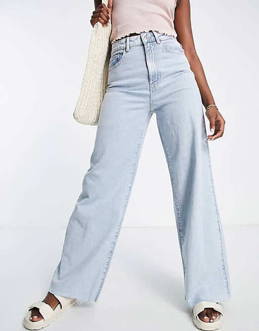 Vero Moda - Jeans met rechte, wijde pijpen in bleekwassing