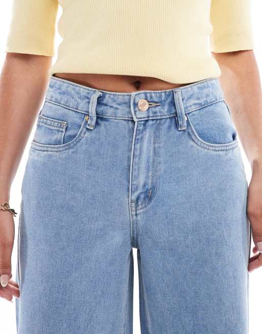 Vero Moda - Jeans met wijde pijpen en distressed details in lichtblauw, 4 van 5
