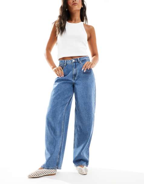 Vero Moda - Jeans met wijde ronde pijpen in medium blauw denim - view 1