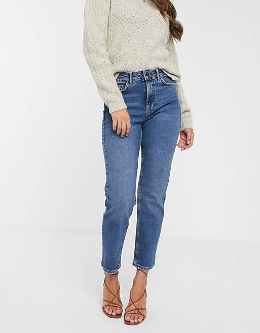 Vero Moda - Jeans van katoen met rechte pijpen in middenblauw - MBLUE