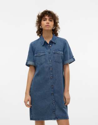 Vero Moda - Jeanskleid aus mittelblauem Denim