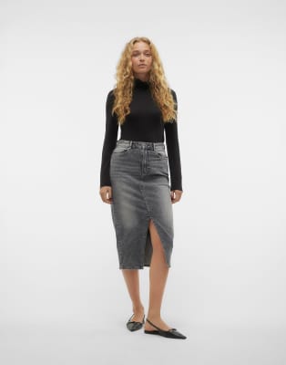Vero Moda - Jeansrock in Mittelgrau-Denim