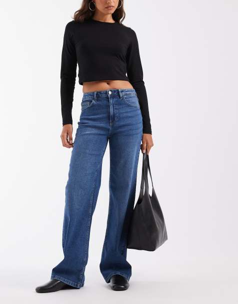 Vero Moda jeansy z szerokimi nogawkami i podwyższonym stanem w średnim odcieniu niebieskiego denimu - view 1