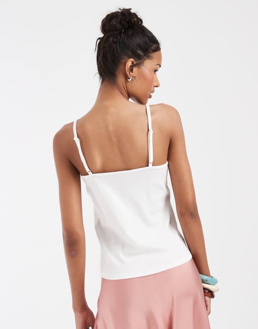 Vero Moda jersey cami top with lemon print graphic in white, 4 of 4