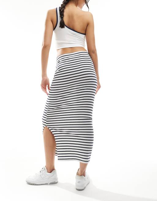 Black and white striped jersey skirt hotsell