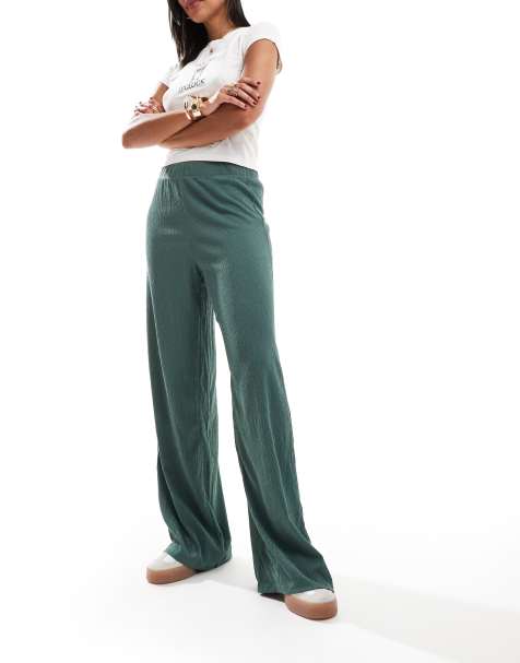 Vero Moda jersey crepe wide leg trousers in green - view 1
