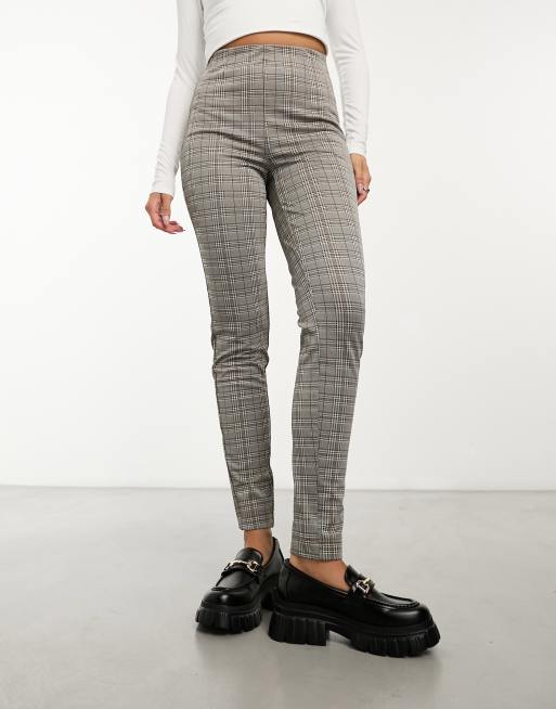 Vero Moda jersey elasticated waist heavyweight slim pants in check | ASOS