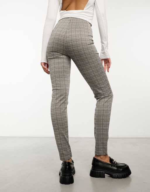 Check skinny hot sale trousers womens