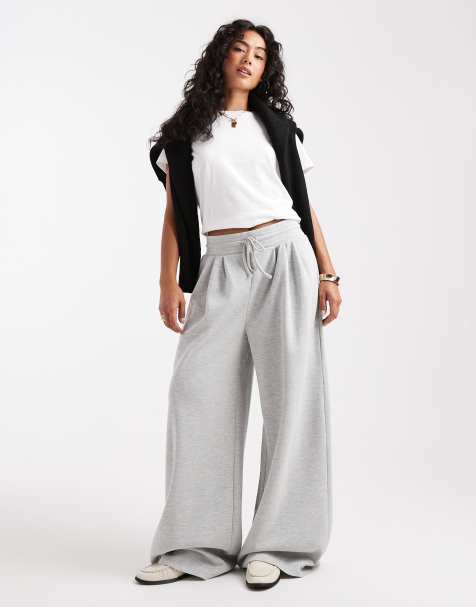 Vero Moda – Jersey-Jogginghose in hellgrau meliert mit weitem Bein, Kombiteil - view 1
