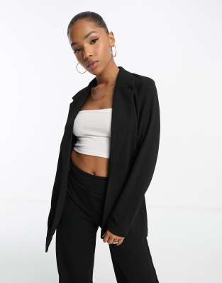 jersey longline blazer in black - part of a set