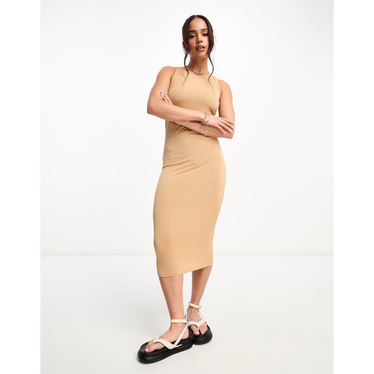 Vero Moda jersey midi dress in stone