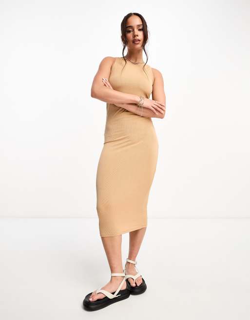 Vero Moda jersey midi dress in stone