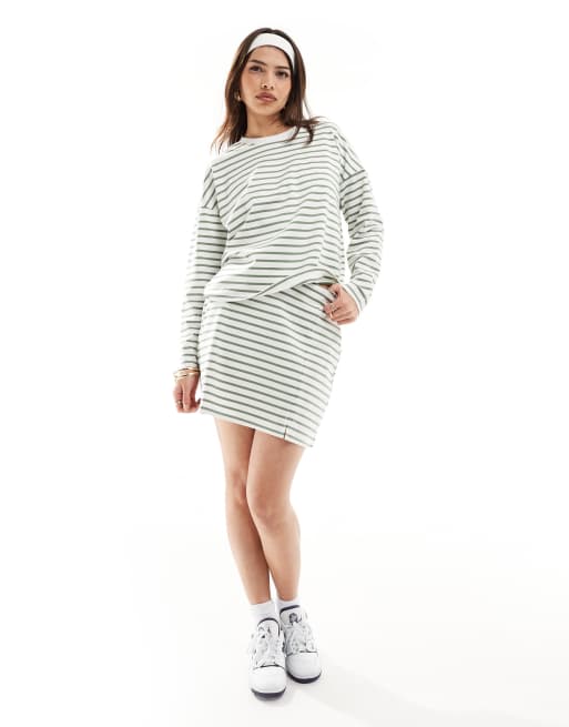Vero Moda jersey mini skirt in green stripe - part of a set