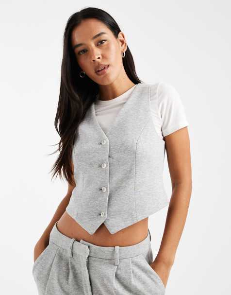 Vero Moda jersey waistcoat co-ord in light grey melange