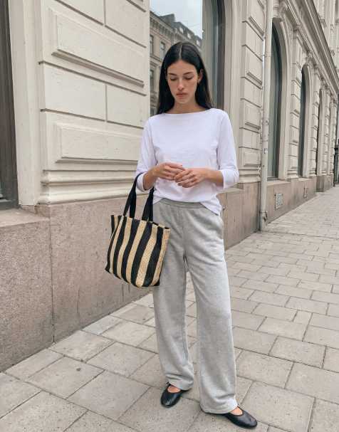 Vero Moda Jogger mit weitem Bein in hellgrau meliert - view 1