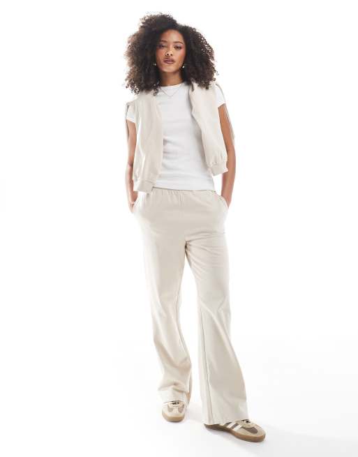 Vero Moda - Joggers a fondo ampio color avena in coordinato