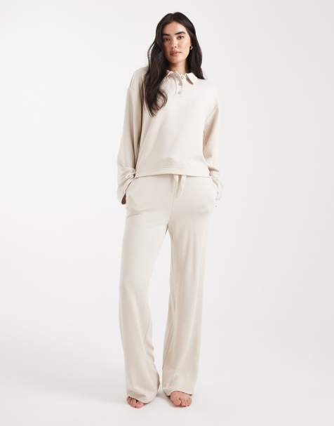 Vero Moda - Joggers a fondo ampio morbidissimi allacciati in vita color panna in coordinato - view 1