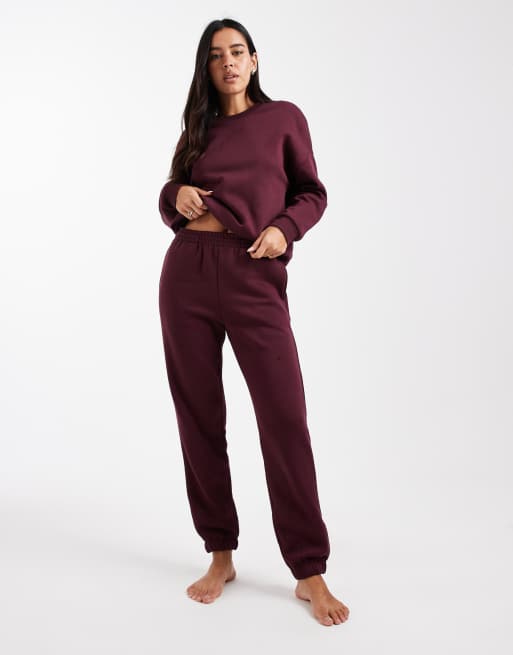Vero Moda - Joggers oversize bordeaux con fondo elasticizzato in coordinato 