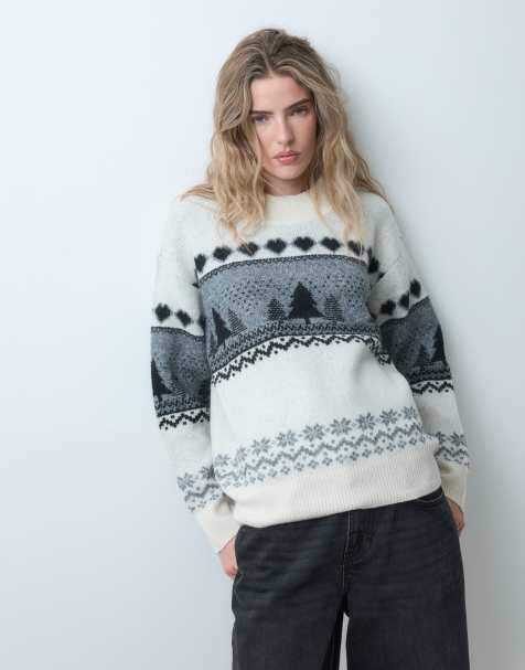 Vero Moda jultröja med fair isle-mönster och hög krage i kräm - view 1